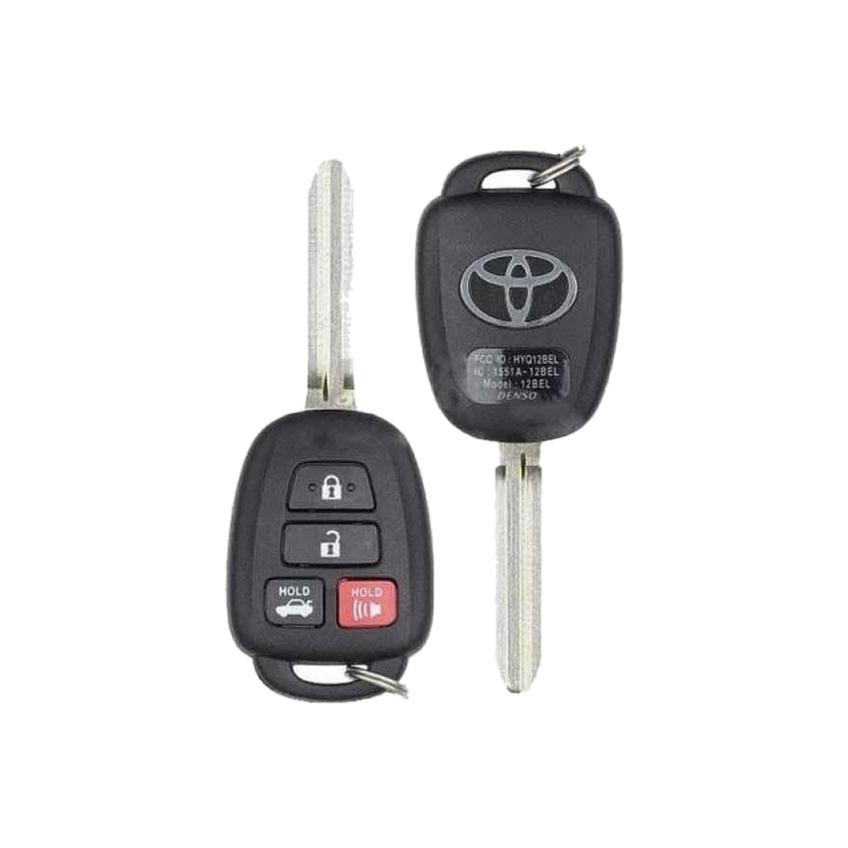 2014-2019 Toyota Camry Corolla 4-Button Remote Head Key PN: 89070-06421 HYQ12BDM HYQ12BEL H Chip - front and back
