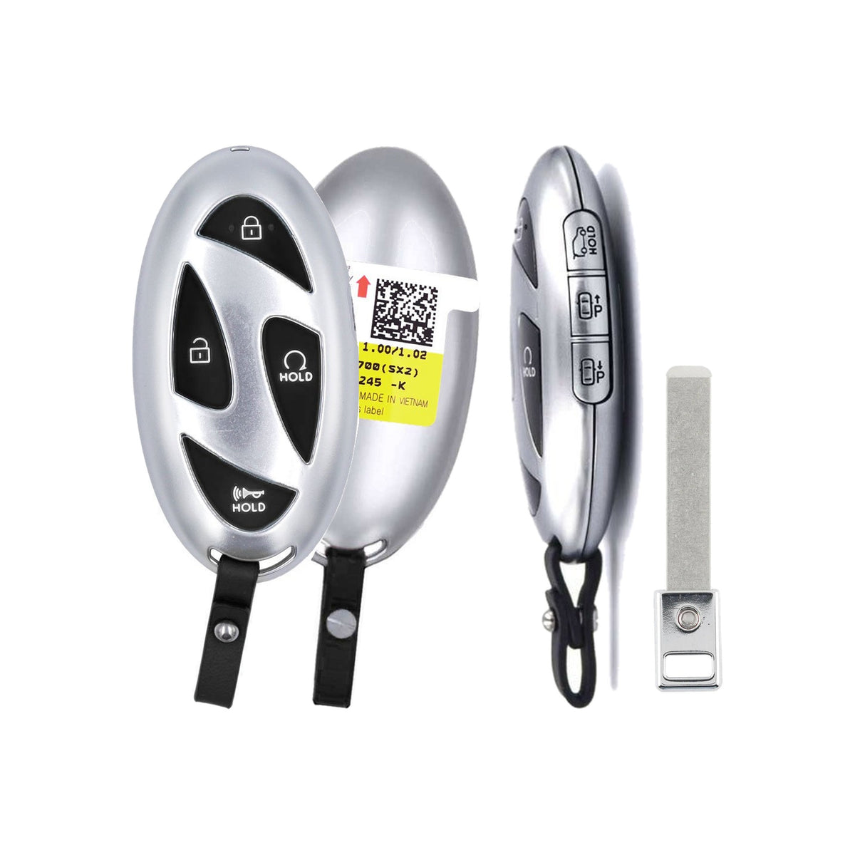 2023-2026 Hyundai Kona 7-Button Smart Key PN: 95440-BE700 TQ8-FOB-4F61M43 - front, back, side buttons and emergency key