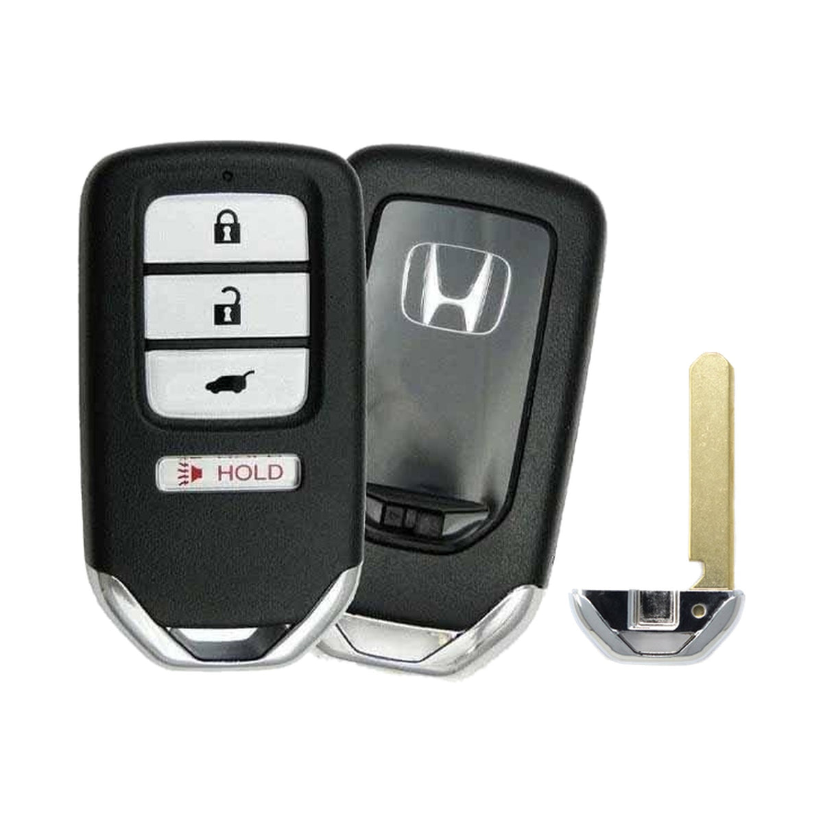 2016 Honda CR-Z 4-Button Smart Key PN: 72147-SZT-A01 ACJ932HK1310A - front, back and emergency key