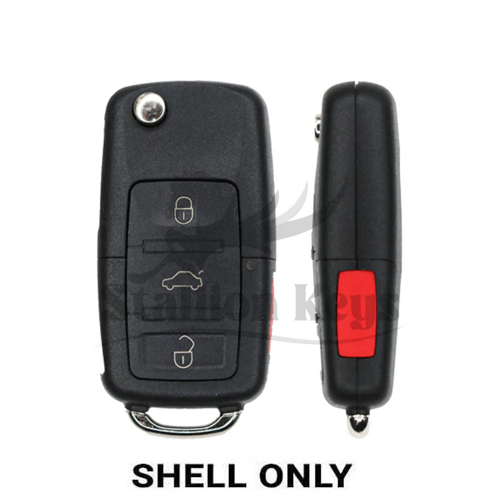 2011-2022 Volkswagen / 4-button Flip Key SHELL / NBG010180T / NBG010206T / AFTERMARKET