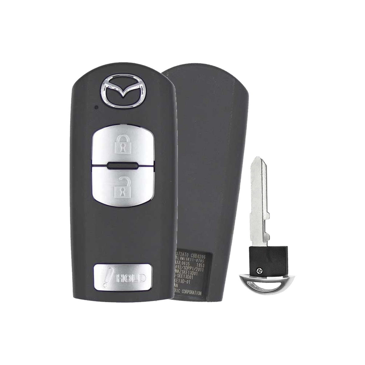 2012-2020 Mazda 3 CX-3 CX-5 CX-9 3-Button Smart Key OEM - front, back and emergency key