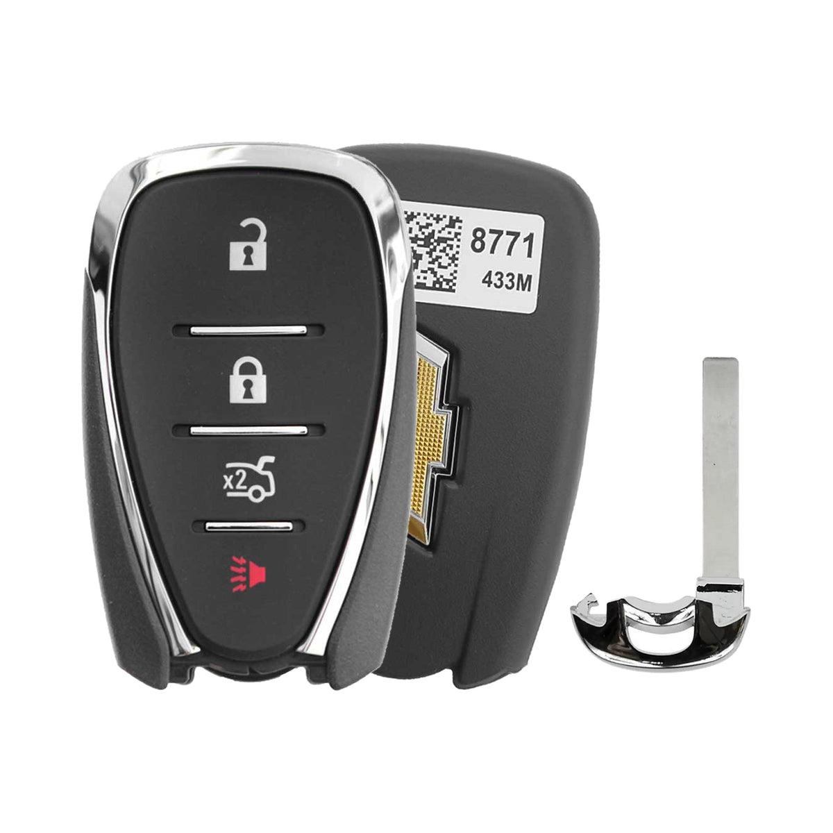 2016-2025 Chevrolet Camaro Cruze Malibu 4-Button Smart Key OEM - front, back and emergency key
