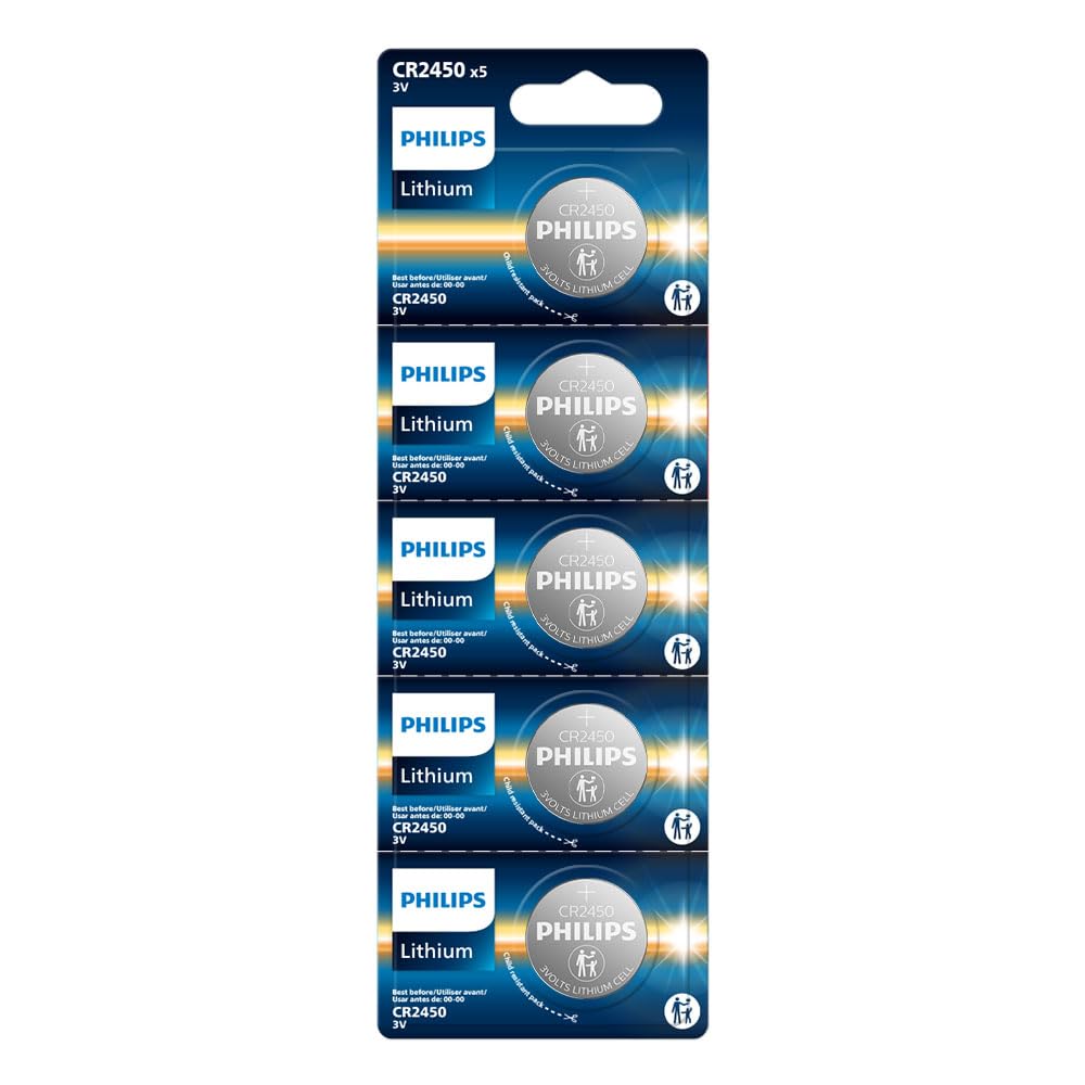 PHILIPS CR2450 3V Lithium Battery 5-Pack