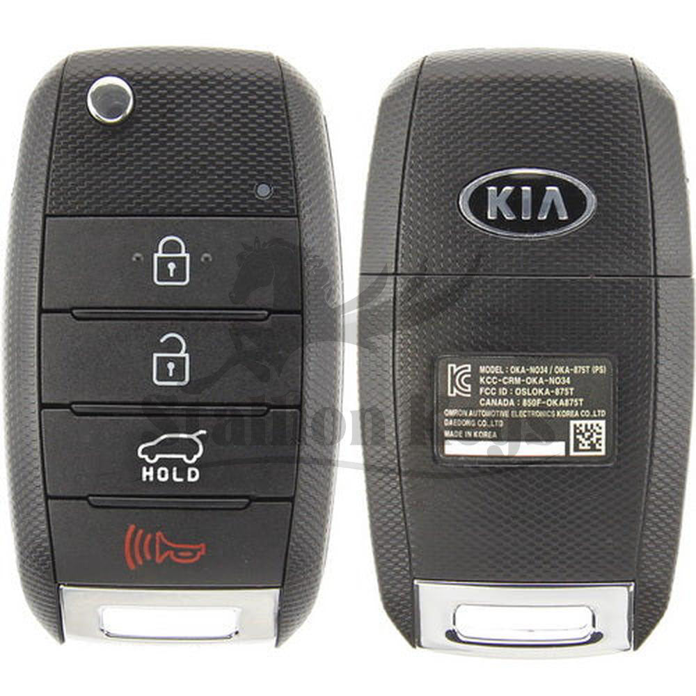 2014-2019 Kia Soul / 4-Button Flip Key / PN: 95430-B2100 / OSLOKA-875T (PS) OEM REFURB
