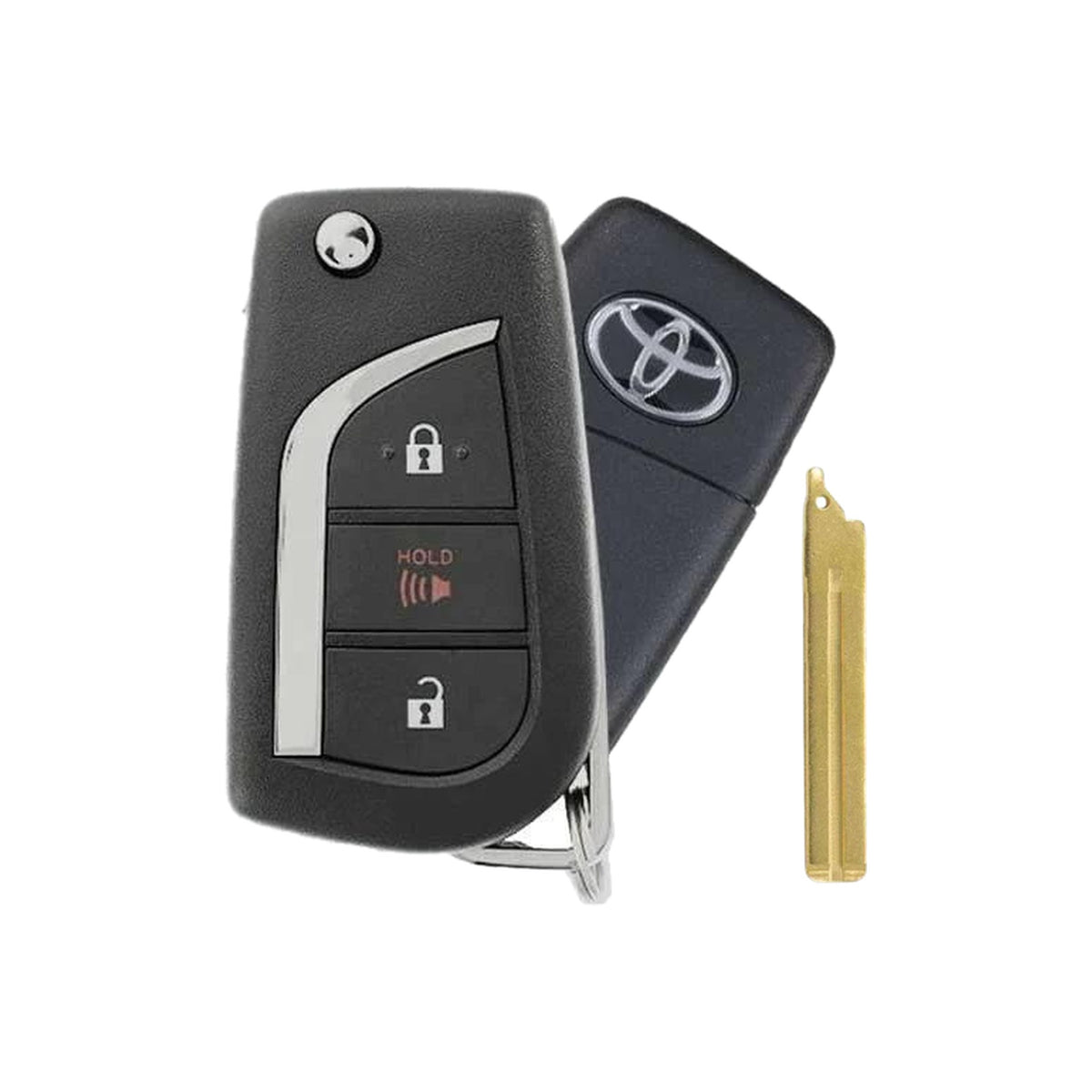 2019-2025 Toyota RAV4 3-Button Remote Key PN: 89070-0R300 GQ4-73T - front, back, side buttons and emergency key