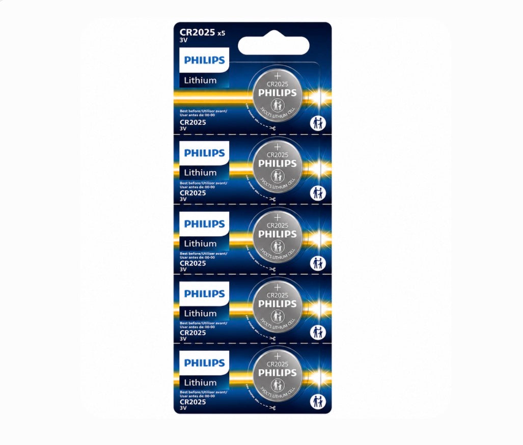 Philips CR2025 3V Lithium Battery | 5-Pack