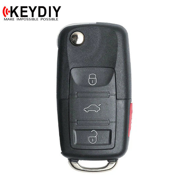 Keydiy - VW Style - 4-Button Flip Key Blank - Black (KD-B01-3+1)