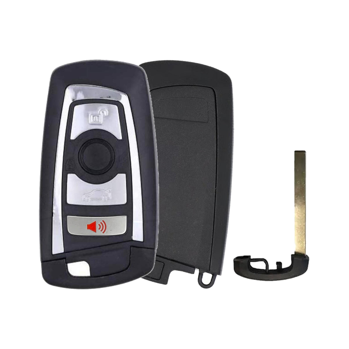 BMW F Series 4-Button Smart Key Silver - Recase: no-logo shell, back and emergency key