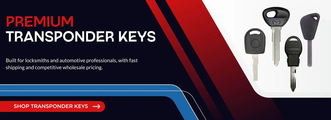 Premium transponder keys for locksmiths and automotive professionals with fast shipping, competitive wholesale pricing, and reliable key solutions from Stallion Keys.