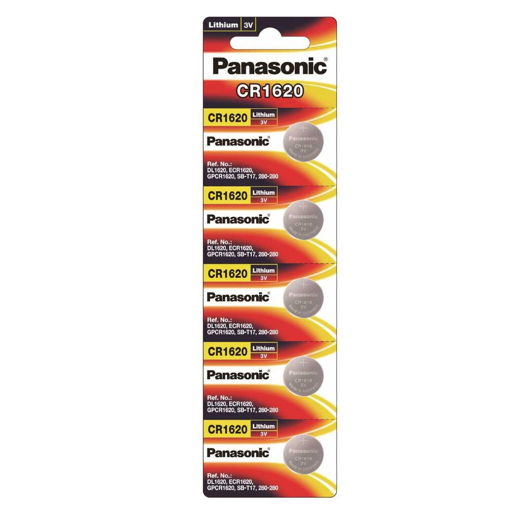 Panasonic / Philips CR1620 3V Lithium Battery 5-Pack