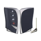 2020-2025 Lexus LC500  4-Button Smart Key  PN: 89904-11690  HYQ14FBZ  Board 3410 Locked - Recase, no-logo shell with emergency key