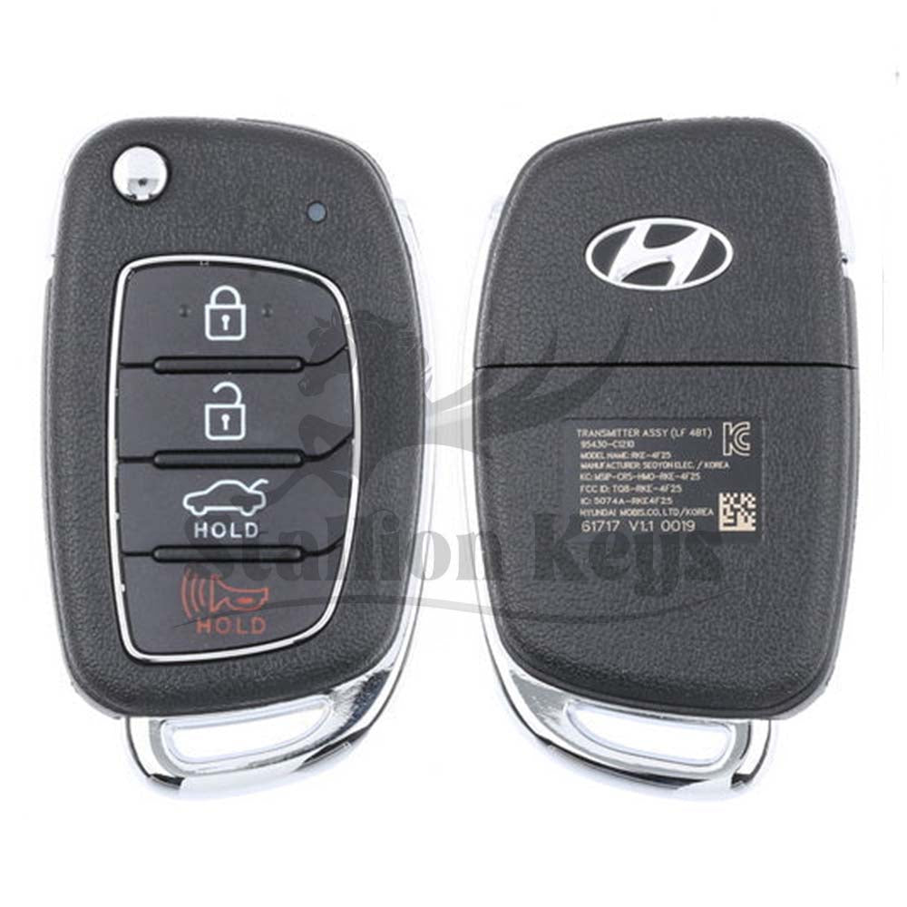 2017-2020 Hyundai Sonata / 4-Button Flip Key / PN: 95430-C1210 / TQ8-RKE-4F25 / OEM