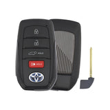 2021-2024 Toyota Venza  4-Button Smart Key  PN: 8990H-48052  HYQ14FBX (Black Logo) 8A Chip - front, back and emergency key