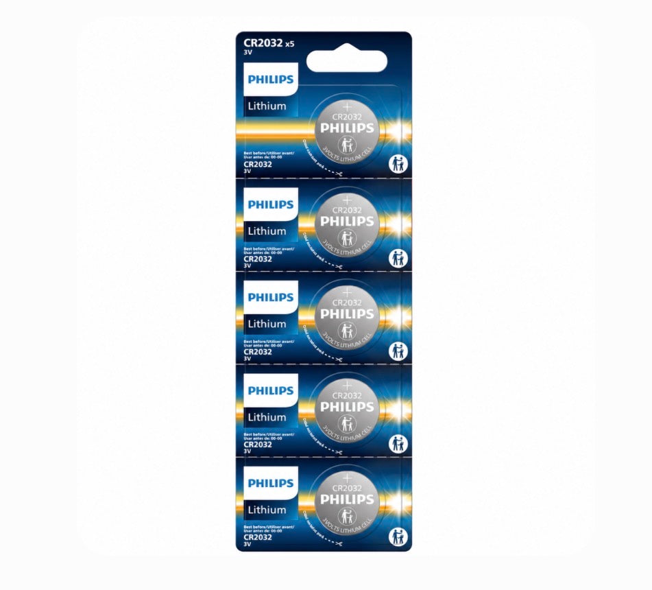 Philips CR2032 3V Lithium Battery 5-Pack