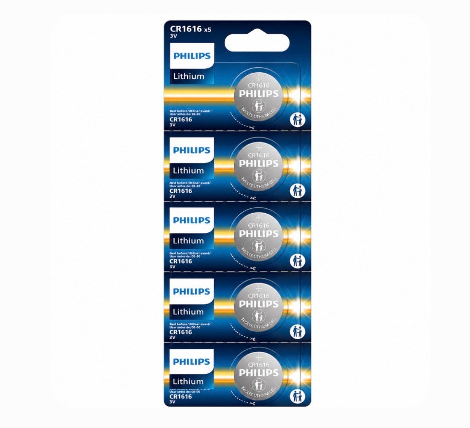 Philips CR1616 3V Lithium Battery 5-Pack