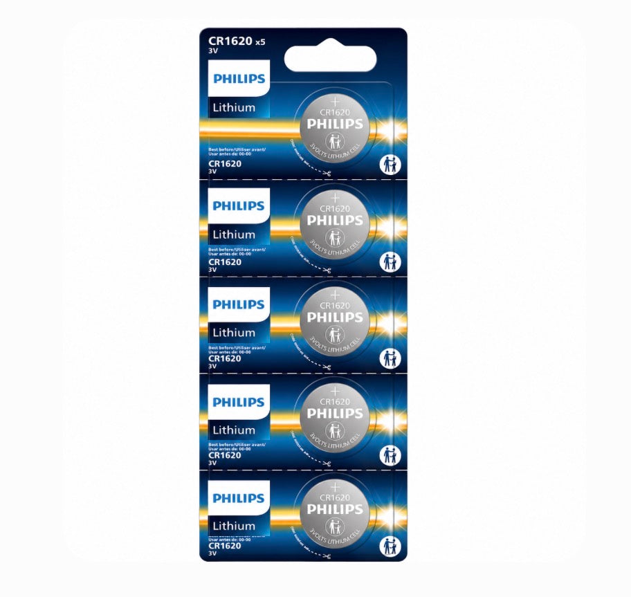 Philips CR1620 3V Lithium Battery 5-Pack