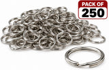 1" Split Key Rings - Nickel-Plated Tempered Steel 250 Pack