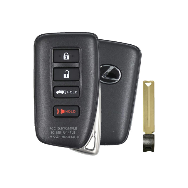 Genuine Lexus 89904-48V80 HYQ14FLB 4-button smart key, front and back, with emergency key