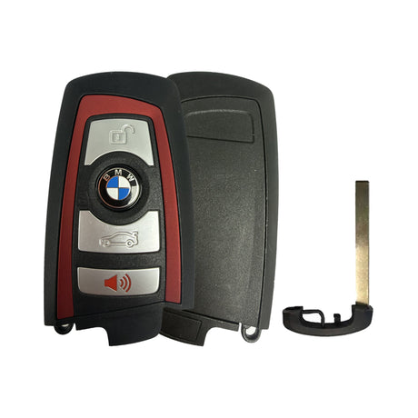BMW F Series 4-Button Smart Key FEM-BDC 433 MHz Red - front, back and emergency key