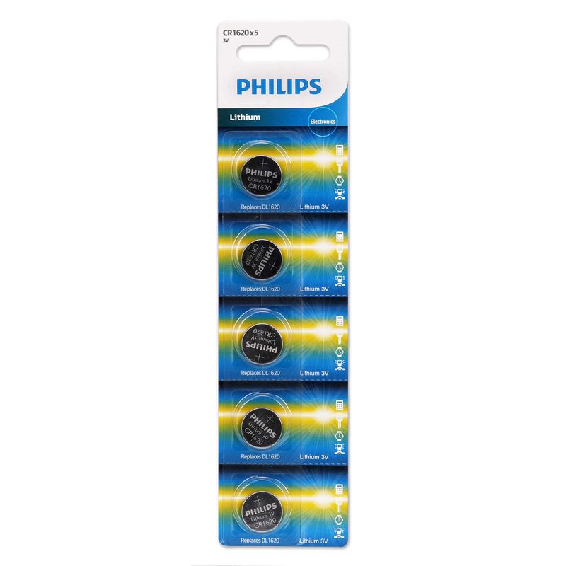 Panasonic / Philips CR1620 3V Lithium Battery 5-Pack